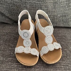 Skechers White Sandals with Rhinestone Details
